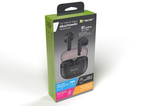 Słuchawki TRACER T12 TWS BT BLACK TRACER