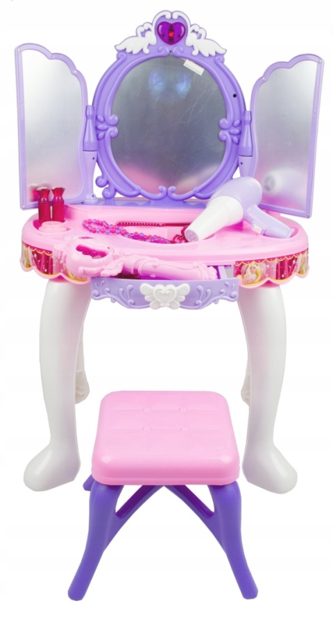 LT35 DUŻA TOALETKA Z MAGICZNYM LUSTREM OTWIERANA RÓŻDŻKĄ GRA MUZYKA TABORET