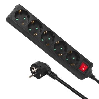 Listwa zasilająca Maclean, Przedłużacz 5 gniazd Z wyłącznikiem, Czarny, Typ niemiecki, 3500W, 5m, MCE227G Maclean