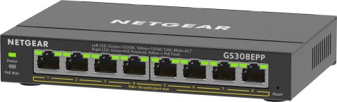 NETGEAR 8-Port Gigabit Ethernet High-Power PoE+ Plus Switch (GS308EPP) Zarządzany L2/L3 Gigabit Ethernet (10/100/1000) Obsługa P NETGEAR