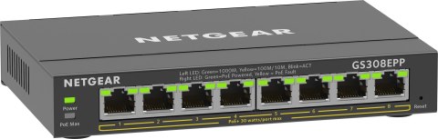 NETGEAR 8-Port Gigabit Ethernet High-Power PoE+ Plus Switch (GS308EPP) Zarządzany L2/L3 Gigabit Ethernet (10/100/1000) Obsługa P NETGEAR