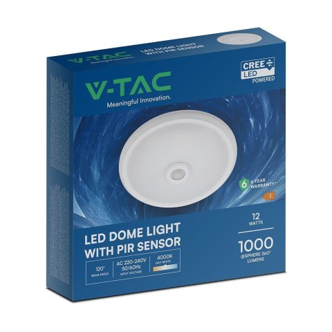 Plafon LED V-TAC CREE CHIP 12W czujnik ruchu VT-13 4000K 900lm 6 lat gwarancji