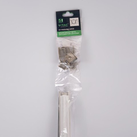 Profil aluminiowy anodowany wpuszczany V-TAC 2mb klosz mleczny 2000x17,7x13mm VT-71006 5 lata gwarancji