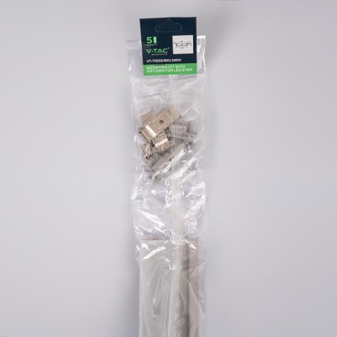 Profil aluminiowy anodowany wpuszczany V-TAC 2mb klosz mleczny 2000x39,8x9,8mm VT-71002 5 lata gwarancji