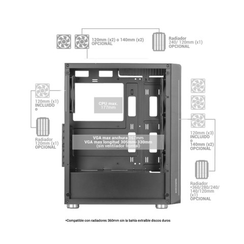 TACENS MARS MC-F 4x120mm ARGB ATX- obudowa TACENS