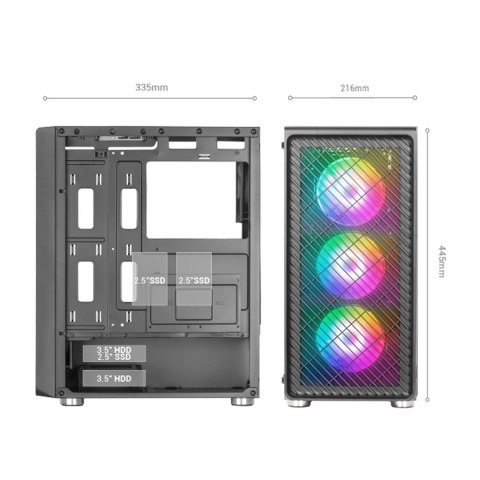 TACENS MARS MC-F 4x120mm ARGB ATX- obudowa TACENS