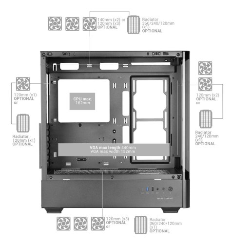 TACENS MARS MC-LCDPRO 7.2" IPS LCD ATX- obudowa TACENS