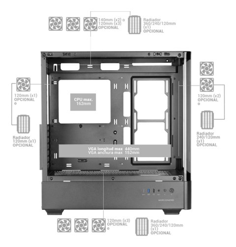 TACENS MARS MC-LCDPRO 7.2" IPS LCD ATX- obudowa TACENS