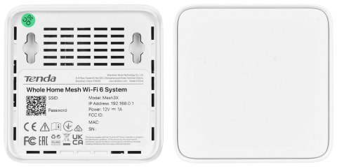 Tenda EX3-3 siatkowy system wi-fi Dual-band (2.4 GHz/5 GHz) Wi-Fi 6 (802.11ax) Biały 1 Wewnętrzne Tenda