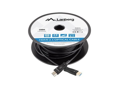 LANBERG KABEL HDMI M/M V2.1 100M 8K OPTYCZNY AOC CA-HDMI-30FB-1000-BK Lanberg