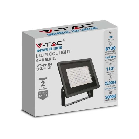Projektor LED V-TAC 100W SMD F-class czarny VT-49104 4000K 8700lm