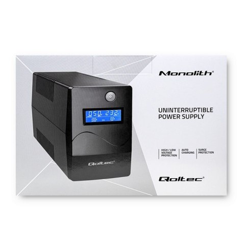 Qoltec 53977 Zasilacz awaryjny UPS | Monolith | 450VA | 240W | LCD | USB | RJ45 Qoltec