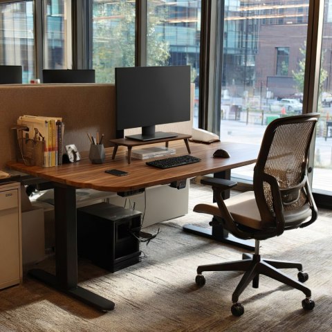 Drewniana podstawka pod monitor / laptop Maclean, (500x240x120mm), kolor czarny orzech, max. 20kg, MC-930
