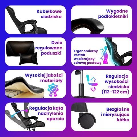 Extralink Gaming | Fotel gamingowy | biurowy, obrotowy, kubełkowy, czarny, G-524 Extralink
