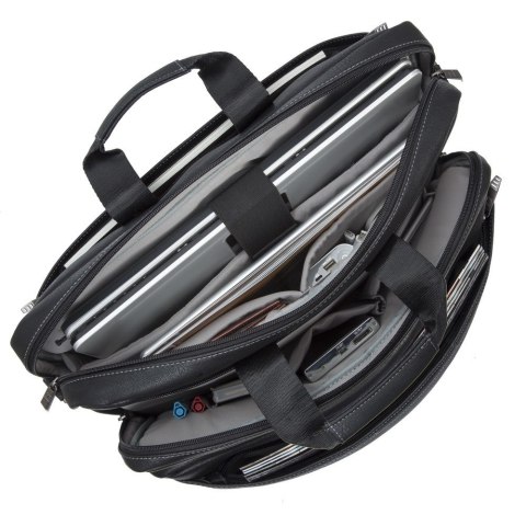 RIVACASE TORBA NA LAPTOP 16" ORLY, CZARNA, MATERIAŁ WODOODPORNY, KIESZENIE NA TABLET 10,1", SMARTFON, DOKUMENTY I AKCESORIA RivaCase