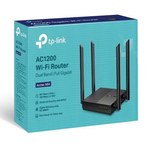 TP-Link ARCHER A64 router bezprzewodowy Gigabit Ethernet Dual-band (2.4 GHz/5 GHz) Czarny TP-LINK