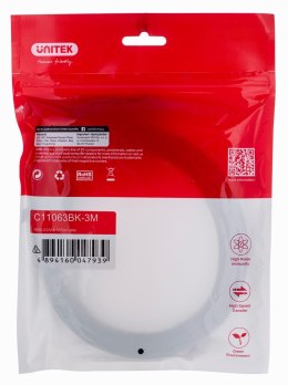 UNITEK KABEL HDMI 2.0 4K60HZ,PŁASKI,3M,C11063BK-3M UNITEK
