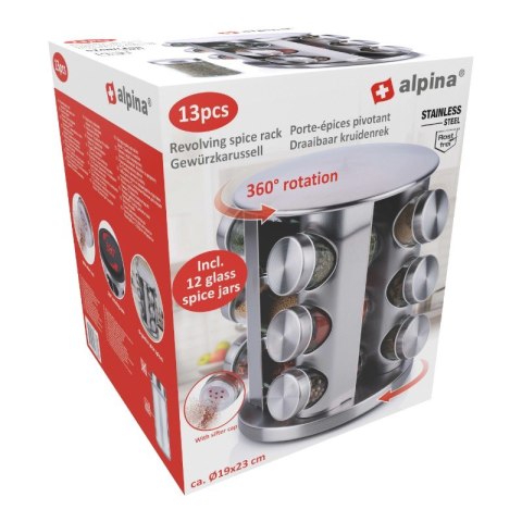 Alpina - Obrotowy stojak organizer na przyprawy 12 słoiczków Alpina