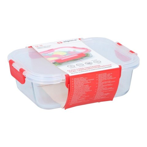 Alpina - Szklany pojemnik na żywność z pokrywką lunchbox 21x16x6 cm 1 L Alpina