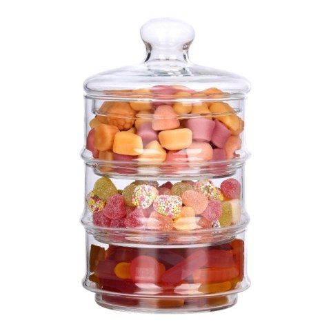 Alpina - Szklany pojemnik / słój na słodycze 3 poziomowy 12x23 cm Alpina