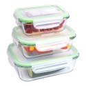 Alpina - Zestaw 6 szklanych pojemników na żywość z pokrywką lunchbox 370 ml / 640 ml / 1050 ml Alpina