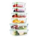 Alpina - Zestaw 6 szklanych pojemników na żywość z pokrywką lunchbox 370 ml / 640 ml / 1050 ml Alpina
