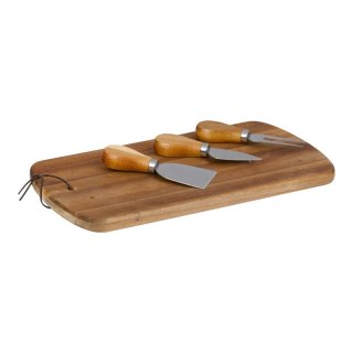 Alpina - Zestaw do serwowania serów deska drewniana 32x17,5 cm + 3 noże Alpina