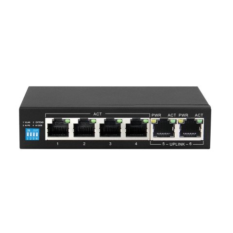 Extralink Switch PoE KRIOS 4x Gigabit PoE/PoE+, 2x RJ45 Uplink Gigabit, 60W Extralink
