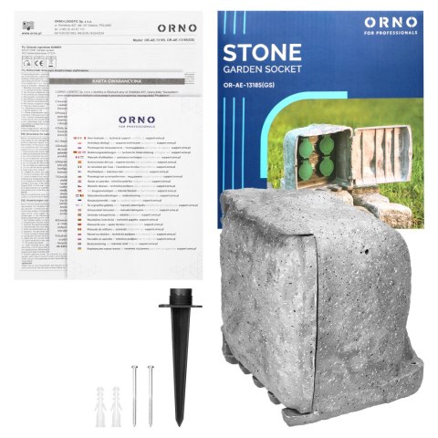 Gniazdo ogrodowe KAMIEŃ, 4x2P+Z (schuko), kabel gumowy H07RN-F 3x1,5mm?, 3m, 2 tryby pracy: automatyczny (max.1100W)/ręczny (max