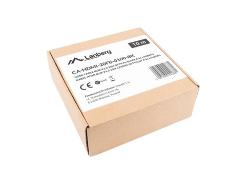LANBERG KABEL HDMI LANBERG KABEL HDMI M/M V2.0 10M OPTYCZNY AOC CZARNY CA-HDMI-20FB-0100-BK Lanberg