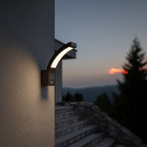 Lampa LED z czujnikiem ruchu Maclean, czujnik ruchu PIR, kolor szary, 10W, IP54, 750lm, barwa neutralna biała (4000K) MCE244 GR