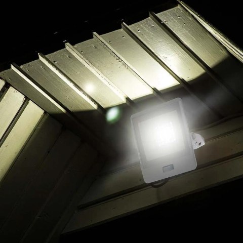 Projektor LED V-TAC 20W SAMSUNG CHIP czujnik ruchu biały przewód 1M VT-128S-1 4000K 1510lm 5 lat gwarancji