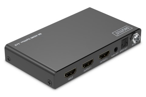 Rozdzielacz / Splitter HDMI 1x2, 8K/60Hz (4:4:4) z HDR, 48 Gbps, HDCP 2.3. Toslink / Stereo, EDID DIGITUS