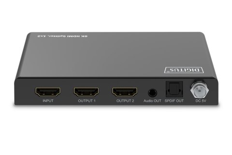 Rozdzielacz / Splitter HDMI 1x2, 8K/60Hz (4:4:4) z HDR, 48 Gbps, HDCP 2.3. Toslink / Stereo, EDID DIGITUS