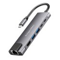 Adapter (HUB) USB typu C na HDMI/2x USB3.0/2x USB typu C/RJ45 Kruger&Matz
