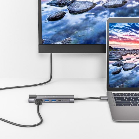 Adapter (HUB) USB typu C na HDMI/2x USB3.0/2x USB typu C/RJ45 Kruger&Matz