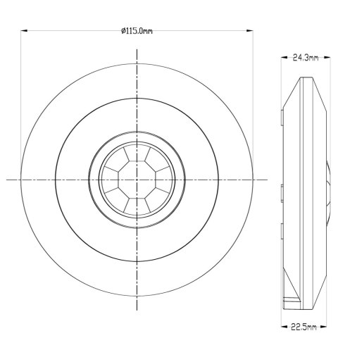 Czujnik ruchu PIR Maclean, na podczerwień, nowoczesny płaski, zasięg 6m, MCE85