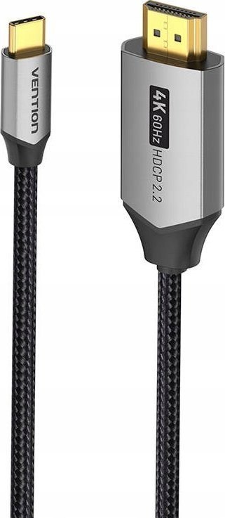 Kabel USB-C do HDMI Vention 4K@60Hz w oplocie 2m szary Vention