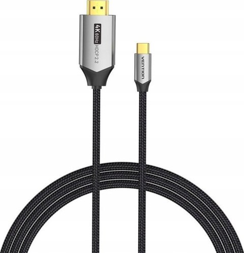 Kabel USB-C do HDMI Vention 4K@60Hz w oplocie 2m szary Vention