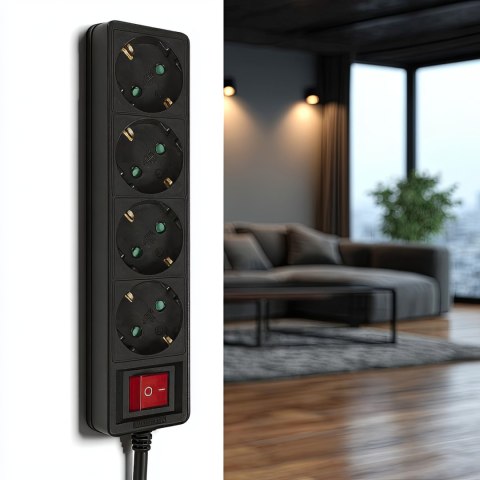 Listwa zasilająca Maclean, przedłużacz 4 gniazda, z wyłącznikiem, 3500W, 5m, typ niemiecki, MCE194G