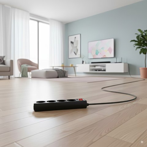 Listwa zasilająca Maclean, przedłużacz 4 gniazda, z wyłącznikiem, 3500W, 5m, typ niemiecki, MCE194G