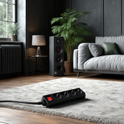 Listwa zasilająca Maclean, przedłużacz 4 gniazda, z wyłącznikiem, 3500W, 5m, typ niemiecki, MCE194G