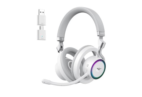 Otwarte słuchawki gamingowe bezprzewodowe Havit Fuxi-H8 (białe) HAVIT