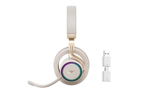 Otwarte słuchawki gamingowe bezprzewodowe Havit Fuxi-H8 (złote) HAVIT