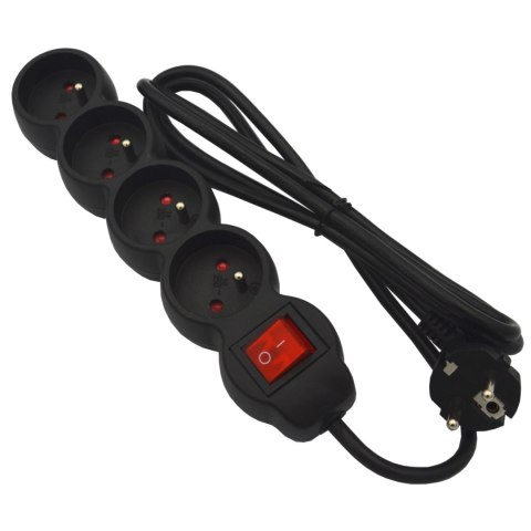 Przedłużacz 4 gniazda+wyłącznik 1,5m czarny