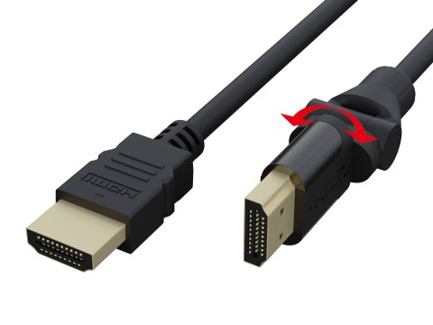 Przyłącze hdmi-hdmi black kątowe 3m skręcane