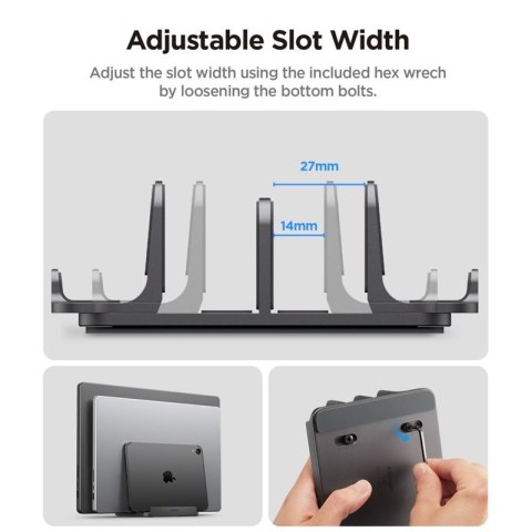 Spigen LD208S4 Vertical Laptop Stand - Aluminiowy organizer / stojak na 4 urządzenia (Space Grey) Spigen
