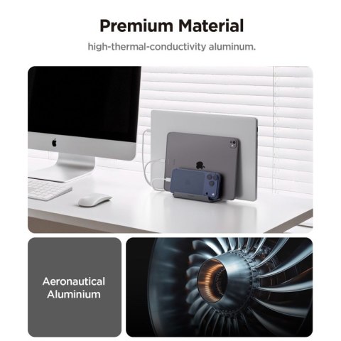 Spigen LD208S4 Vertical Laptop Stand - Aluminiowy organizer / stojak na 4 urządzenia (Space Grey) Spigen