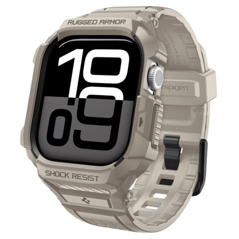 Spigen Rugged Armor Pro V2 - Pasek z obudową do Apple Watch 10 / 11 46 mm (Dune Beige) Spigen