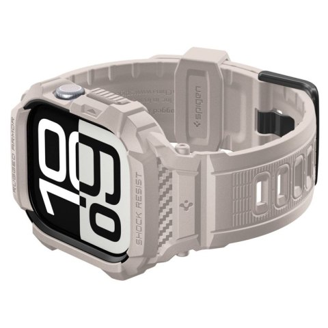 Spigen Rugged Armor Pro V2 - Pasek z obudową do Apple Watch 10 / 11 46 mm (Dune Beige) Spigen